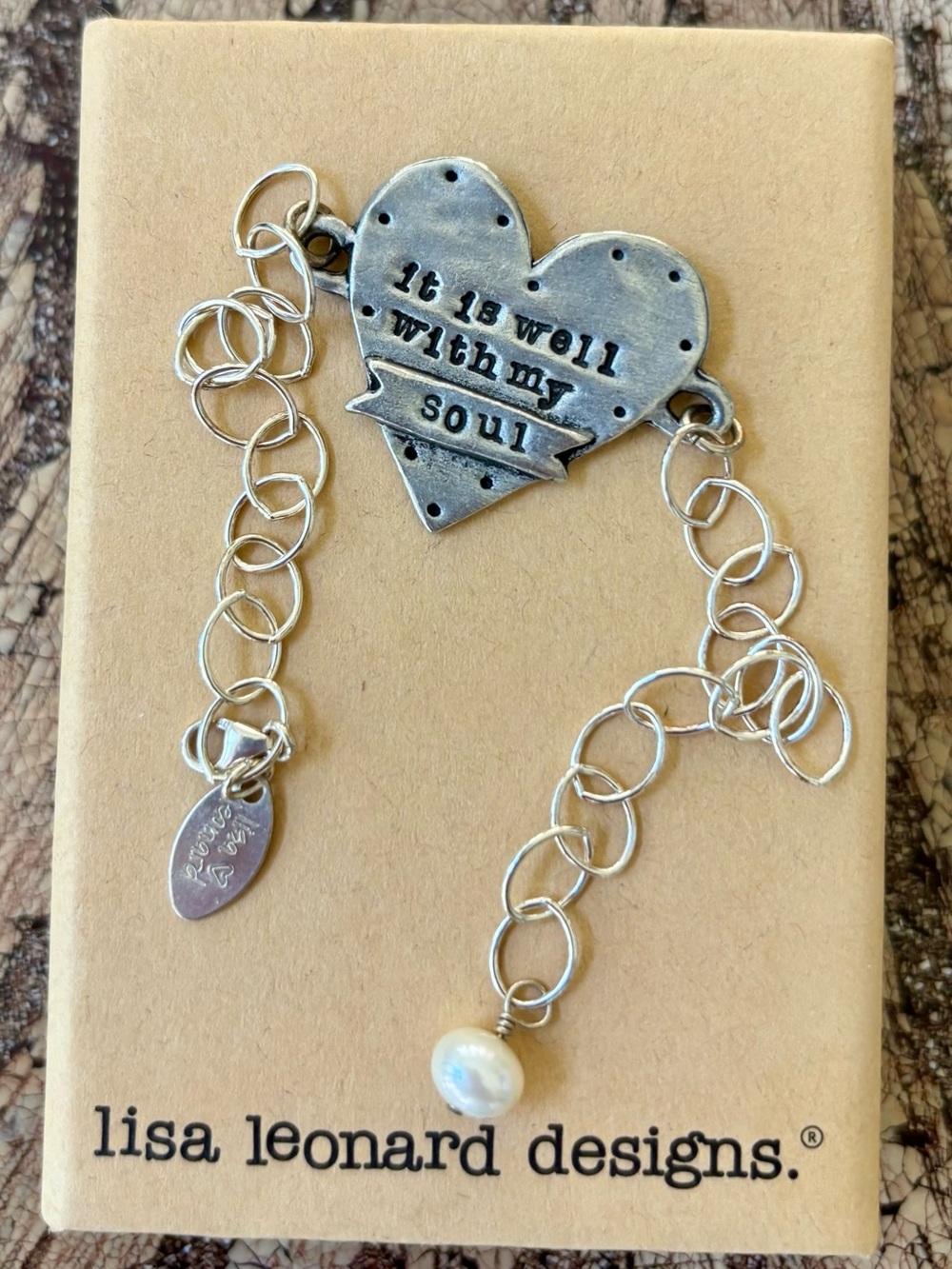 Lisa leonard Silver Heart 'It Is Well With My Soul' Bracelet - Silver with Pearl
